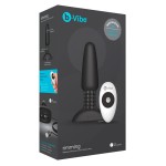 Чёрная вибровтулка с ротацией шариков RIMMING REMOTE CONTROL PLUG BLACK - 15,2 см.