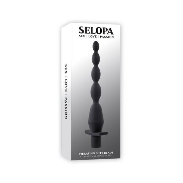 Черная анальная елочка с вибрацией Vibrating Butt Beads - 22 см.
