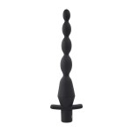 Черная анальная елочка с вибрацией Vibrating Butt Beads - 22 см.