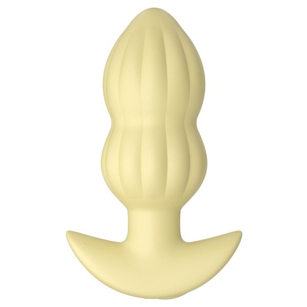 Желтая анальная пробка с вибрацией Cuties Vibrating Mini Butt Plug - 8 см.