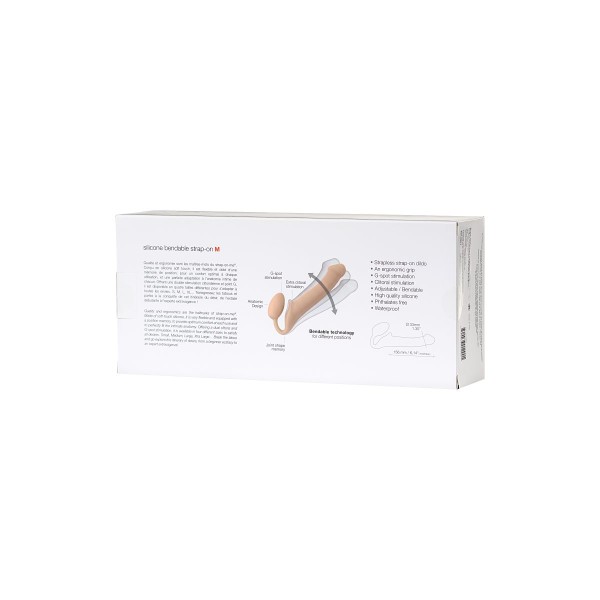 Телесный безремневой страпон Silicone Bendable Strap-On M