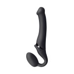 Черный безремневой вибрострапон Silicone Bendable Strap-On - size M