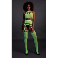 Неоновый комплект белья Two Piece with Crop Top and Stockings