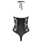 Сексуальное боди из цветочного кружева и wet-look материала