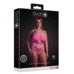 Розовое боди-сетка +size