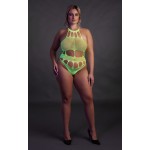 Зеленое боди-сетка +size