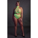 Эффектный зеленый комплект Turtle Neck and High Waist Slip