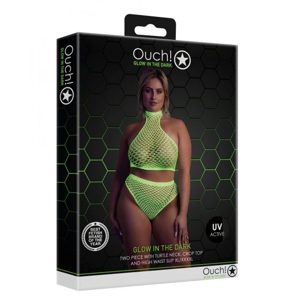 Эффектный зеленый комплект Turtle Neck and High Waist Slip