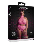 Эффектный розовый комплект Turtle Neck and High Waist Slip
