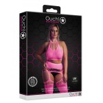 Розовый неоновый комплект белья +size