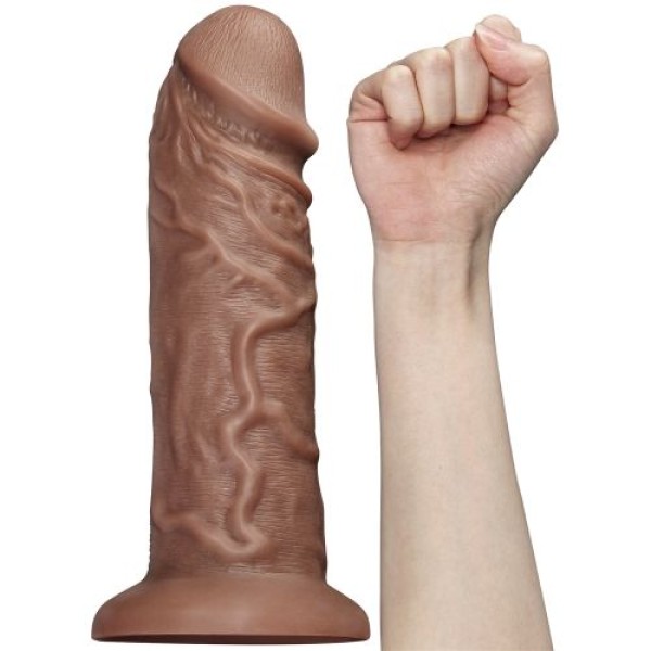 Коричневый вибратор-гигант 10.5 Realistic Chubby Vibrating Dildo - 26,6 см.