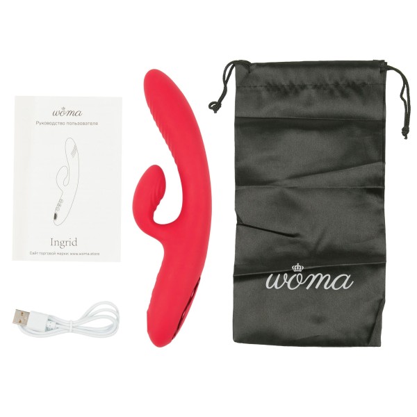 Красный тройной вибратор-кролик Ingrid с вакуумной стимуляцией и нагревом - 22,5 см. Красный тройной вибратор-кролик Ingrid с вакуумной стимуляцией и нагревом - 22,5 см.