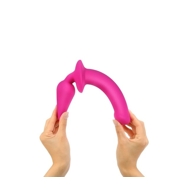 Ярко-розовый двусторонний фаллоимитатор Switch Plug-In Semi-Realistic Size L