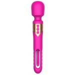 Розовый двусторонний wand-вибратор с функцией фингеринга - 26 см.