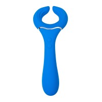 Голубой многофункциональный вибратор Whally - 18,5 см.