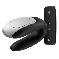 Чёрный вибромассажёр для пар Satisfyer Double Fun Чёрный вибромассажёр для пар Satisfyer Double Fun