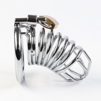 Серебристый мужской пояс верности «Клетка целомудрия № 3»