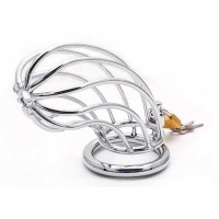 Серебристый мужской пояс верности в виде клетки с замочком Серебристый мужской пояс верности в виде клетки с замочком