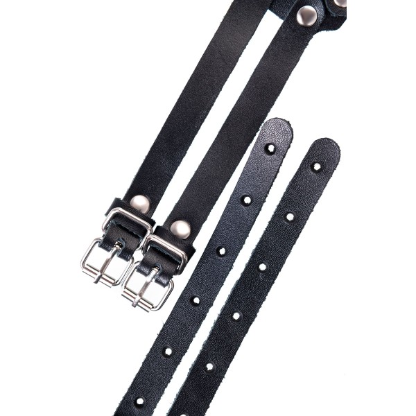 Черный кожаный пояс с кольцами Черный кожаный пояс с кольцами