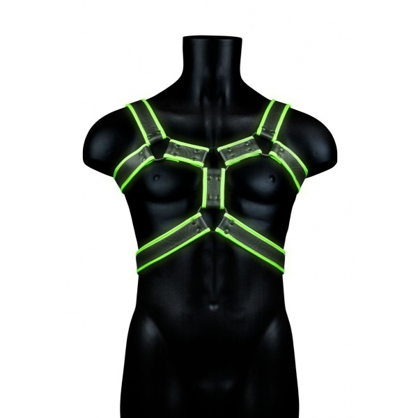 Стильная портупея Body Harness с неоновым эффектом - размер S-M