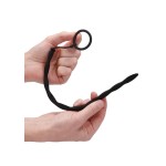 Черный стимулятор уретры с кольцом на головку Silicone Plug Cock Ring Set