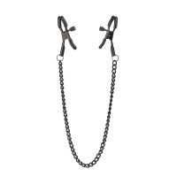 Черные зажимы на соски на цепочке BLAZE DELUXE NIPPLE CLAMPS