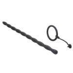 Черный стимулятор уретры с кольцом на головку Silicone Plug Cock Ring Set