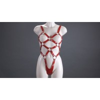 Красное лакированное боди-сбруя Красное лакированное боди-сбруя