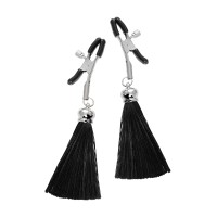 Зажимы на соски «Прищепки» с черными кисточками из шелка Зажимы на соски «Прищепки» с черными кисточками из шелка