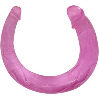 Розовый двусторонний фаллоимитатор из упругого геля - 42 см. Розовый двусторонний фаллоимитатор из упругого геля - 42 см.