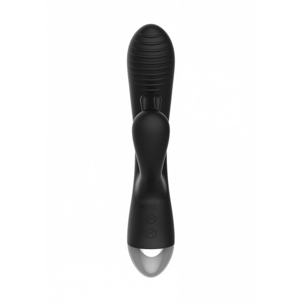 Чёрный вибратор E-Stimulation Rabbit Vibrator с электростимуляцией - 19 см.