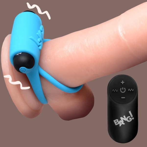 Голубое эрекционное виброкольцо 28X Remote Control Vibrating Cock Ring Bullet