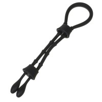 Черное эрекционное лассо с 2 зажимами для утяжки