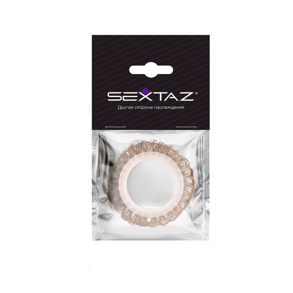 Эрекционное кольцо с бежевыми «ресничками»