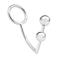 Кольцо на пенис с анальным стимулятором Two Bead Stainless Steel Anal Hook Cock Ring