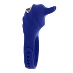 Синее эрекционное виброкольцо с клиторальной подушечкой и пультом ДУ Adjustable Fun Ring