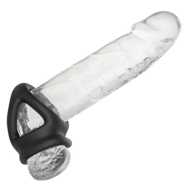 Черное тройное эрекционное кольцо Alpha Liquid Silicone Dual Cage Ring