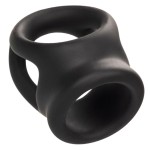 Черное тройное эрекционное кольцо Alpha Liquid Silicone Dual Cage Ring