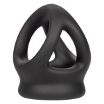 Черное тройное эрекционное кольцо Alpha Liquid Silicone Dual Cage Ring