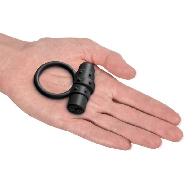 Черное перезаряжаемое эрекционное кольцо Vibrating Silicone C-Ring