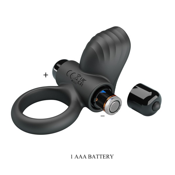 Черное эрекционное кольцо с вибрацией Adrien