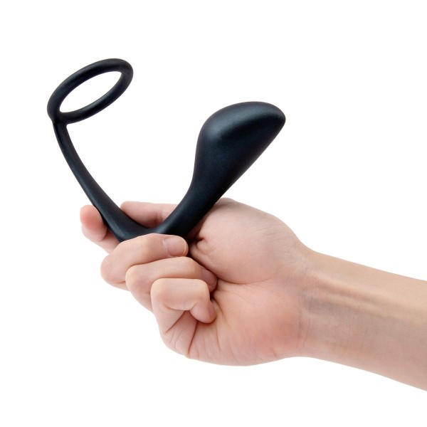 Черное эрекционное кольцо со стимулятором простаты Ringer Cock Ring Plug