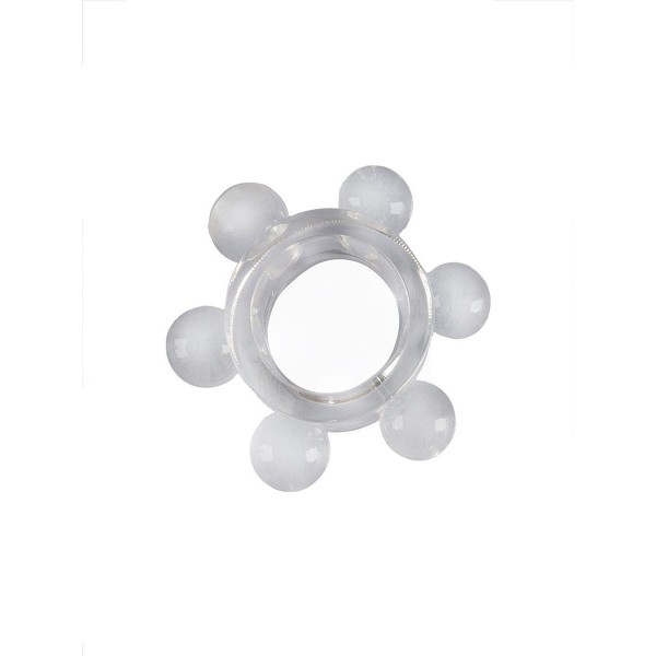 Прозрачное эрекционное кольцо с 6 стимулирующими шариками
