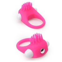 Розовое эрекционное кольцо с щеточкой LIT-UP SILICONE STIMU RING 5