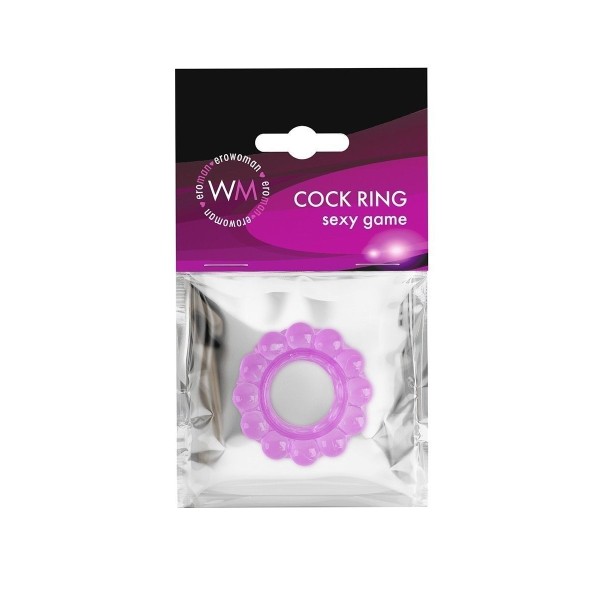 Лиловое эрекционное кольцо с 2 рядами стимулирующих шариков