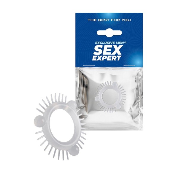 Эластичное эрекционное кольцо с 3 шариками и шипами