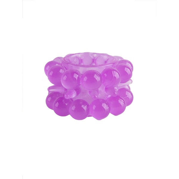 Лиловое эрекционное кольцо с 2 рядами стимулирующих шариков