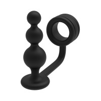 Черное эрекционное кольцо с анальной елочкой Cockring With Beaded Anal Plug Черное эрекционное кольцо с анальной елочкой Cockring With Beaded Anal Plug