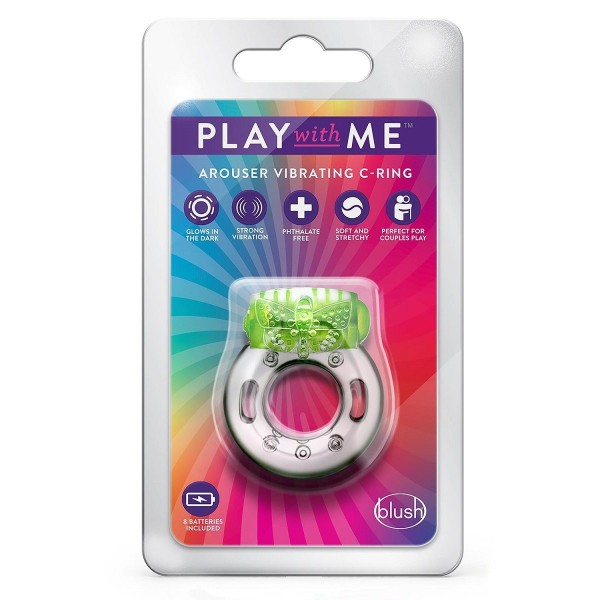 Зеленое эрекционное виброкольцо Arouser Vibrating C-Ring