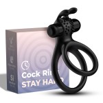 Черное эрекционное виброкольцо с подхватом мошонки Stay Hard Черное эрекционное виброкольцо с подхватом мошонки Stay Hard